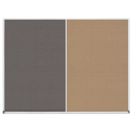 United Visual Products Triple Door Radius Corkboard, 96"x48", Bla, UV7006RC-BLACK-CORK UV7006RC-BLACK-CORK